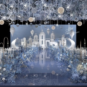 现代婚礼宴会厅3D模型下载